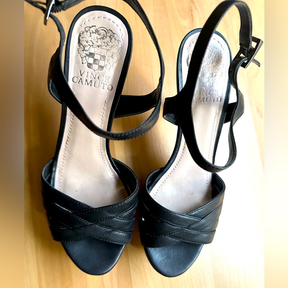 Vince Camuto 3 1/2 inch heels with a 1 inch platform at the front